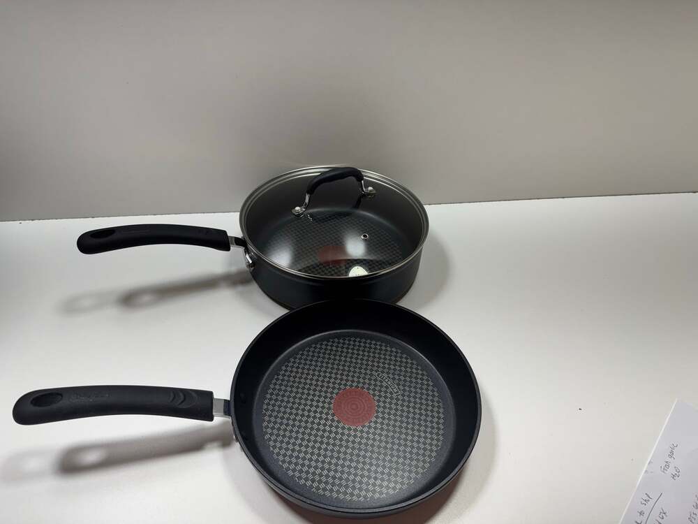 T-Fal Titanium Non Stick Thermo Spot Set Fry Pan With Lid And Sauté Pan Cookware